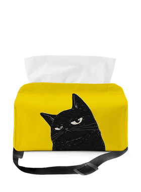 黄色的猫咪 车载纸巾盒绑带式扶手箱中间专用中央扶手抽纸盒A21