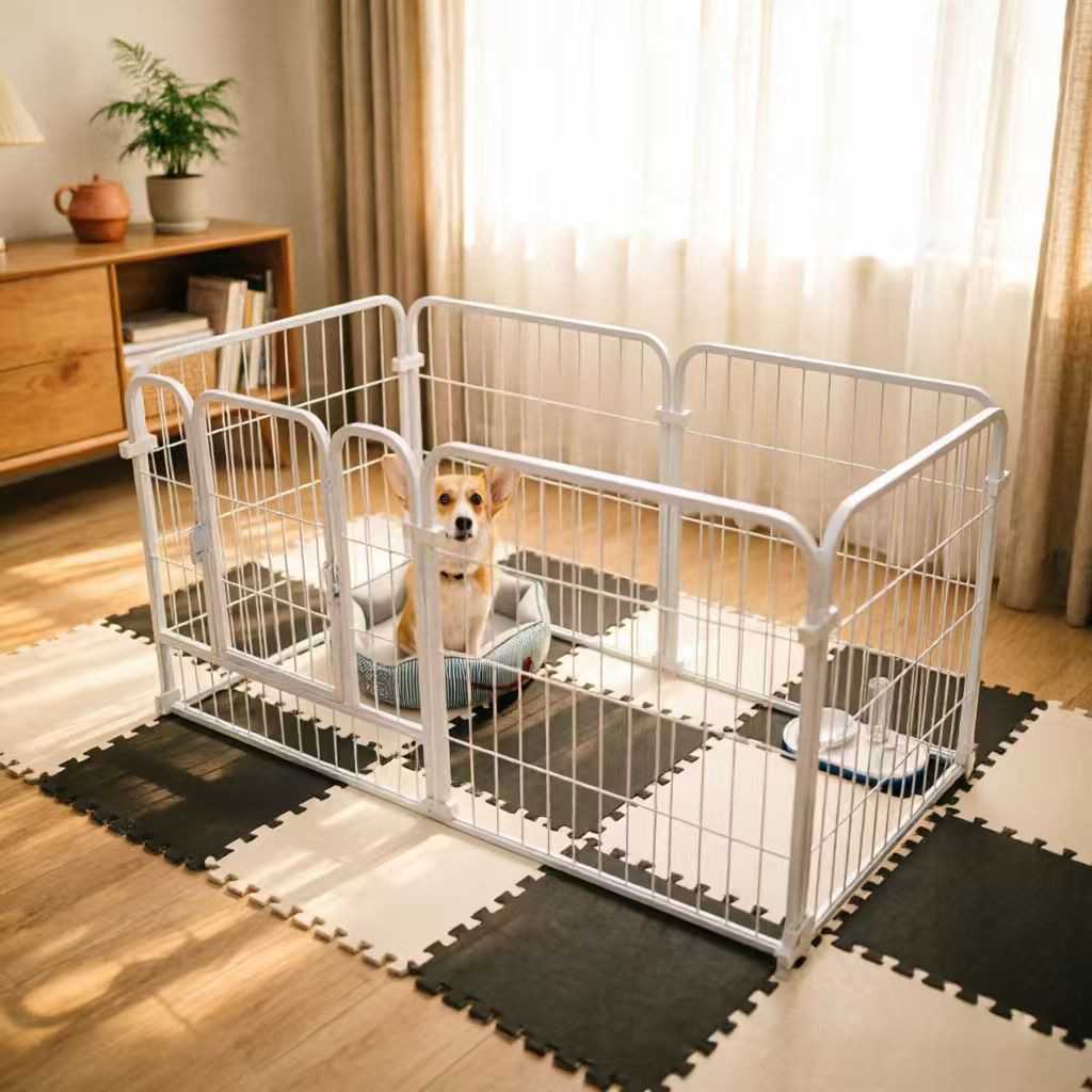 狗围栏狗狗室内狗栅栏卡扣安装可拆卸小中大型犬方管铁质隔离栏