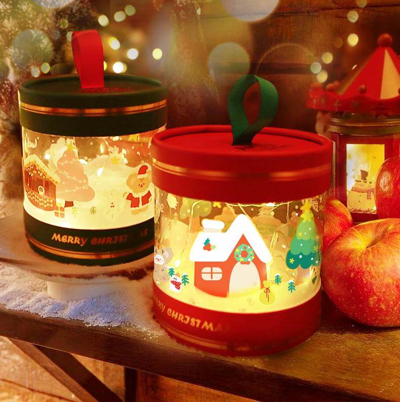 圣诞节苹果包装盒礼物盒平安夜平安果礼品盒圆形桶装精美祝福空盒