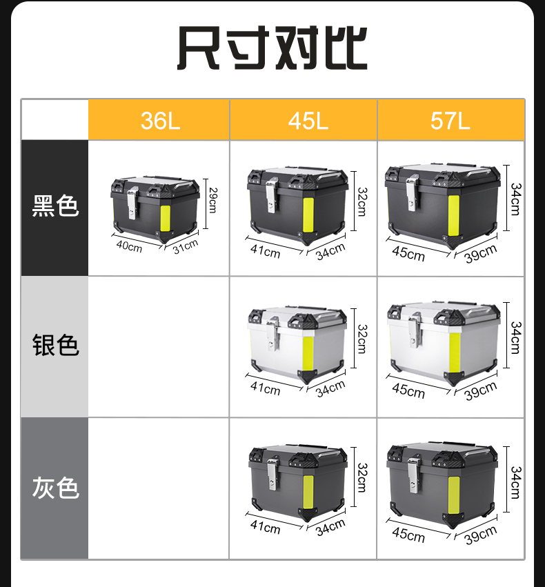 新品电动车尾箱摩托车非铝合金后备箱通用大容量电瓶车储物外卖工