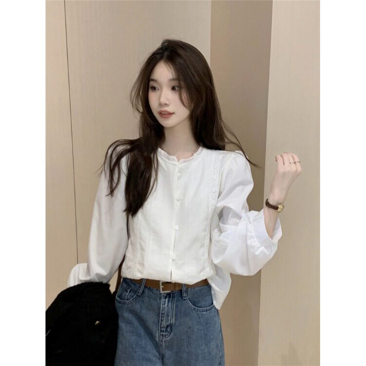 韩版别致漂亮小衫衬衣法式气质