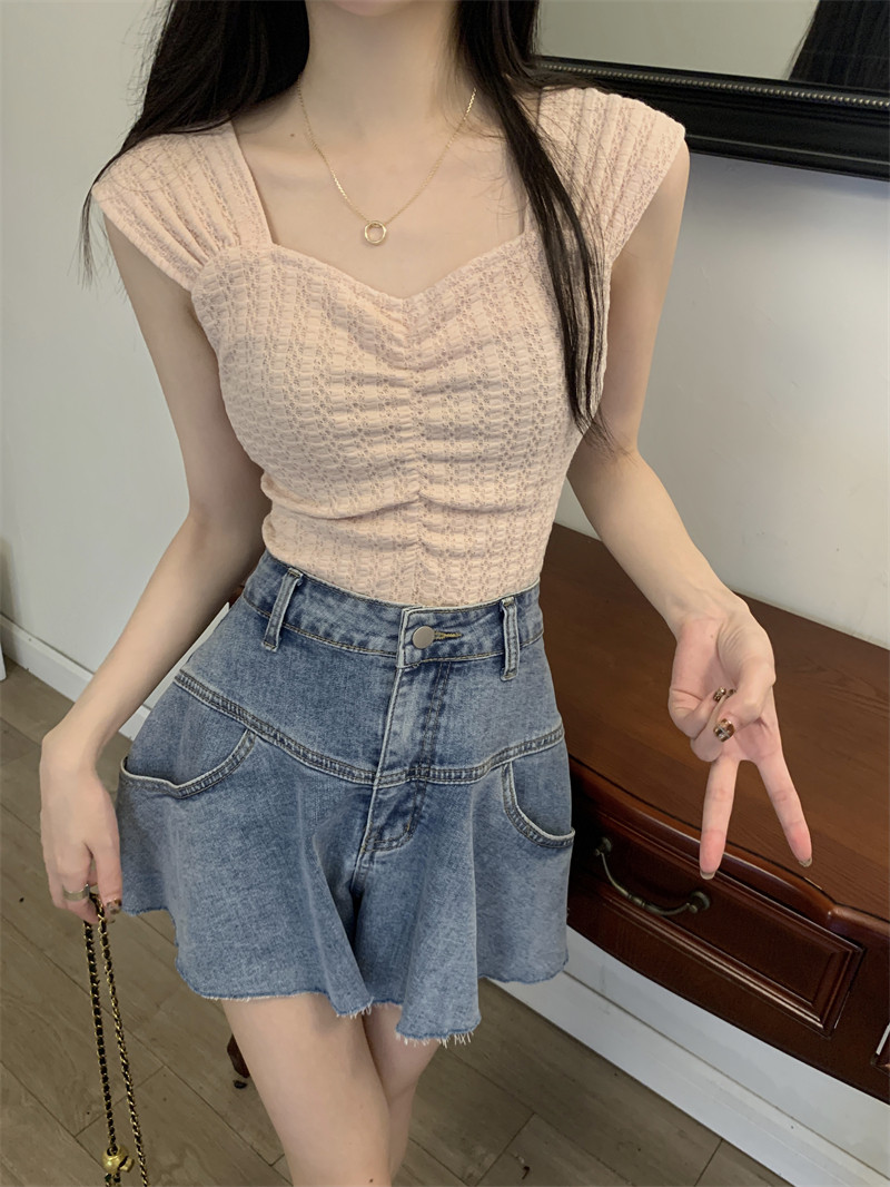褶皱修身显瘦内搭上衣女