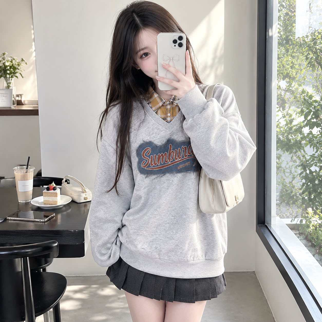秋冬韩系宽松假两件百搭卫衣女