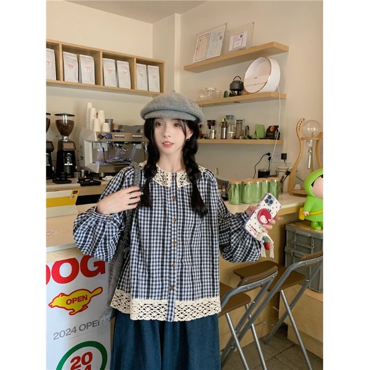 法式甜美新款蕾丝拼接衬衫