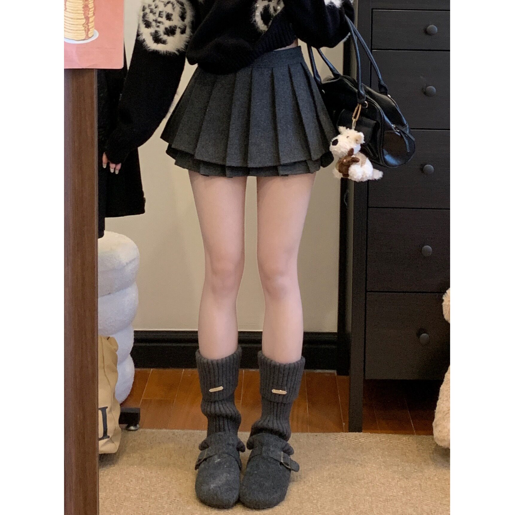 学院风双层半身裙百褶裙女早春小个子百搭高腰显瘦a字短裙秋冬款