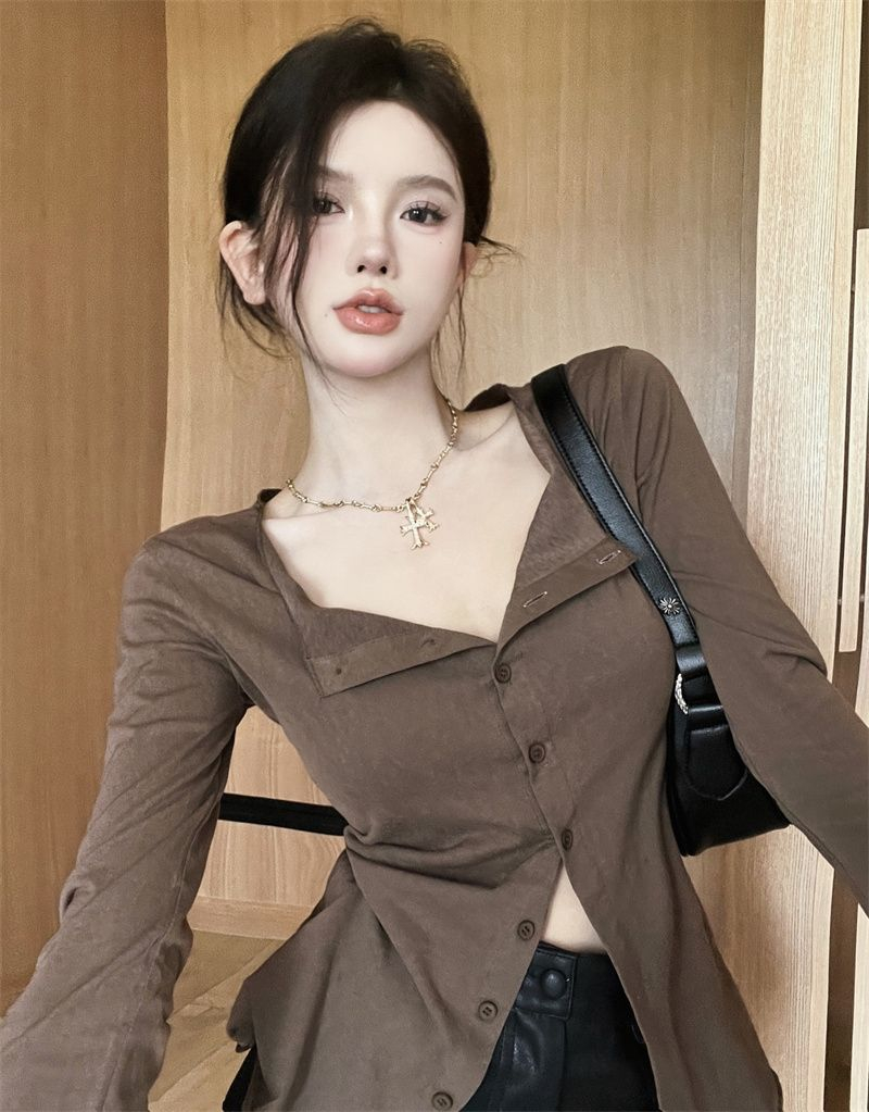 甜辣妹内搭修身长袖T恤女