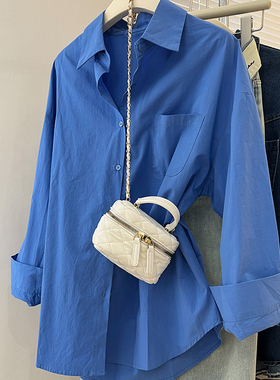 设计感小众防晒衬衫女2024春夏新款休闲百搭宽松中长款透气衬衣