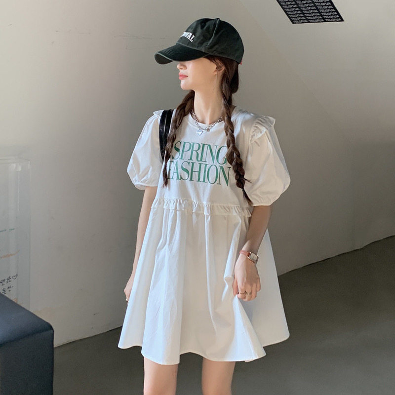 300斤胖mm减龄连衣裙2026夏季新款韩版特大码宽松森系显瘦娃娃裙