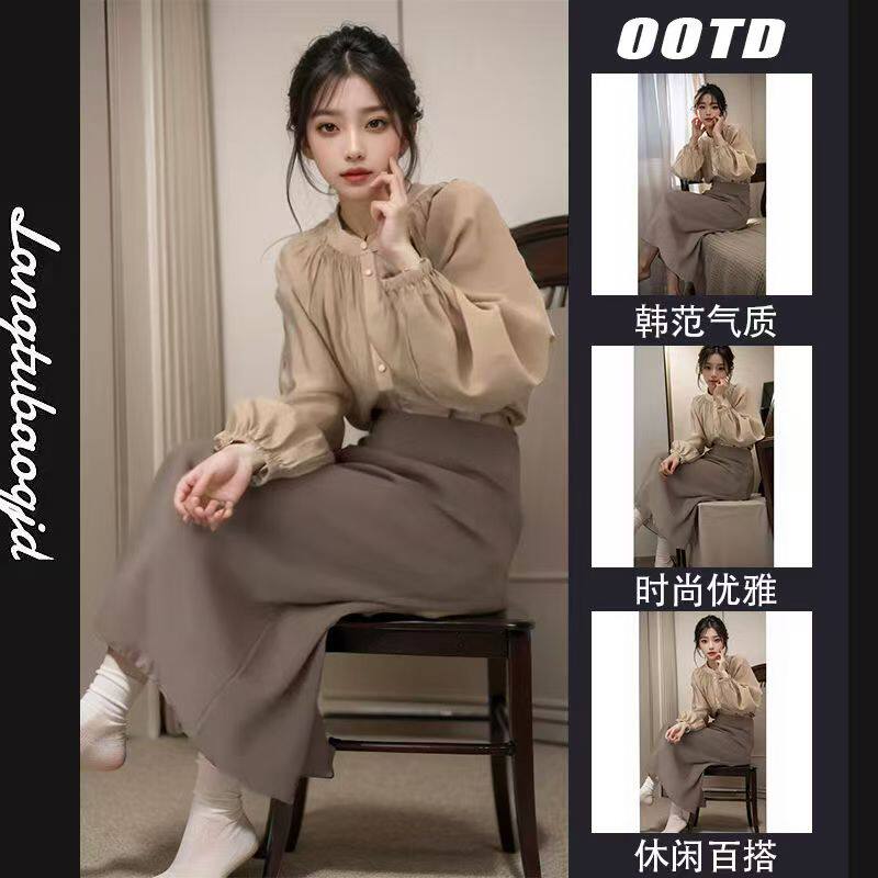 春秋搭配一整套时尚2026今年流行漂亮衬衫半身裙盐系轻熟两件套装