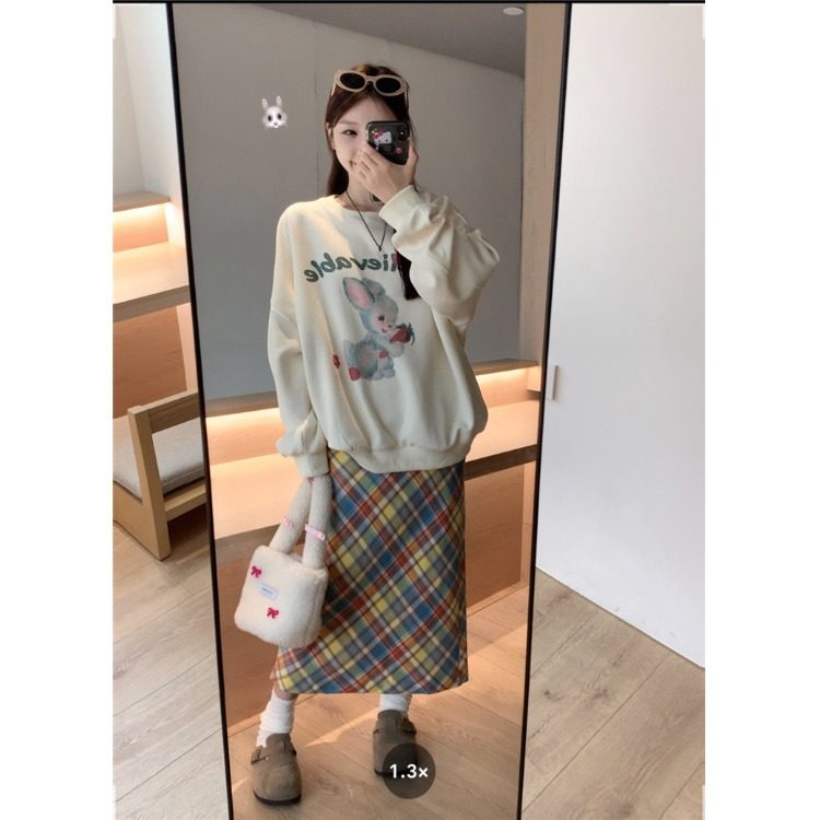 圆领高级感毛绒套头卡通兔子卫衣