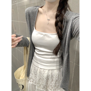 2026春夏新款薄款针织开衫防晒衣女韩版慵懒风V领针织空调衫外套