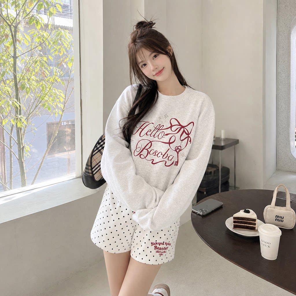 秋冬加绒加厚显瘦蝴蝶结卫衣女