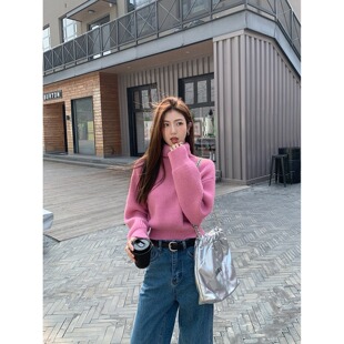 高领毛衣女长袖外穿2025秋冬季新款韩版宽松慵懒风减龄套头针织衫