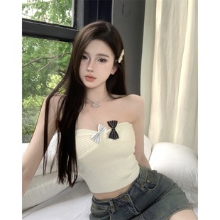 无肩带裹胸内搭甜辣妹露肩短款 纯欲性感抹胸小背心女夏季 外穿上衣