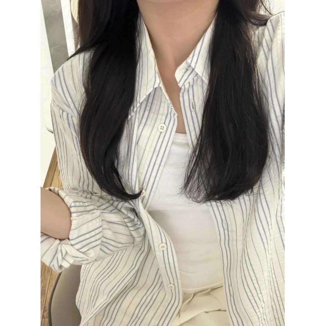 韩系chic港味条纹衬衫女防晒外套夏季2026年新款洋气独特别致上衣,女装/女士精品,衬衫,淘宝优惠券,粉丝福利购,淘宝优惠卷