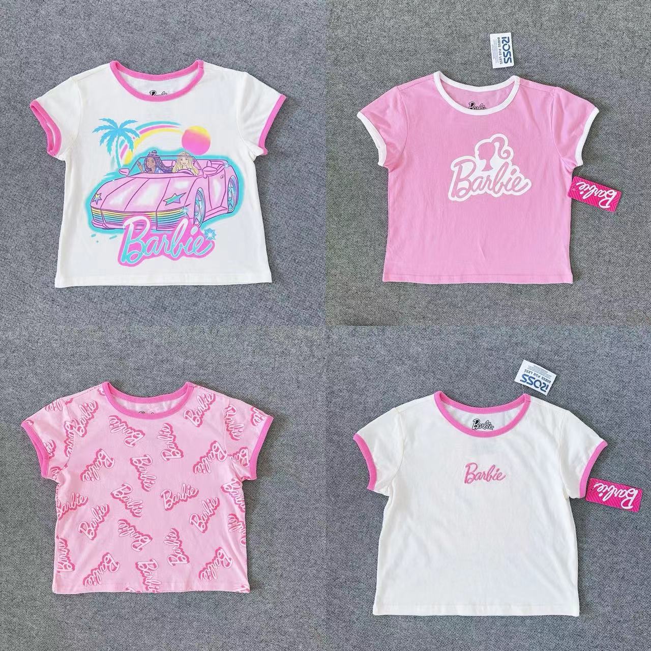 舒适合集外单芭比公主2-16夏季新款女童棉质卡通圆领短袖上衣T恤