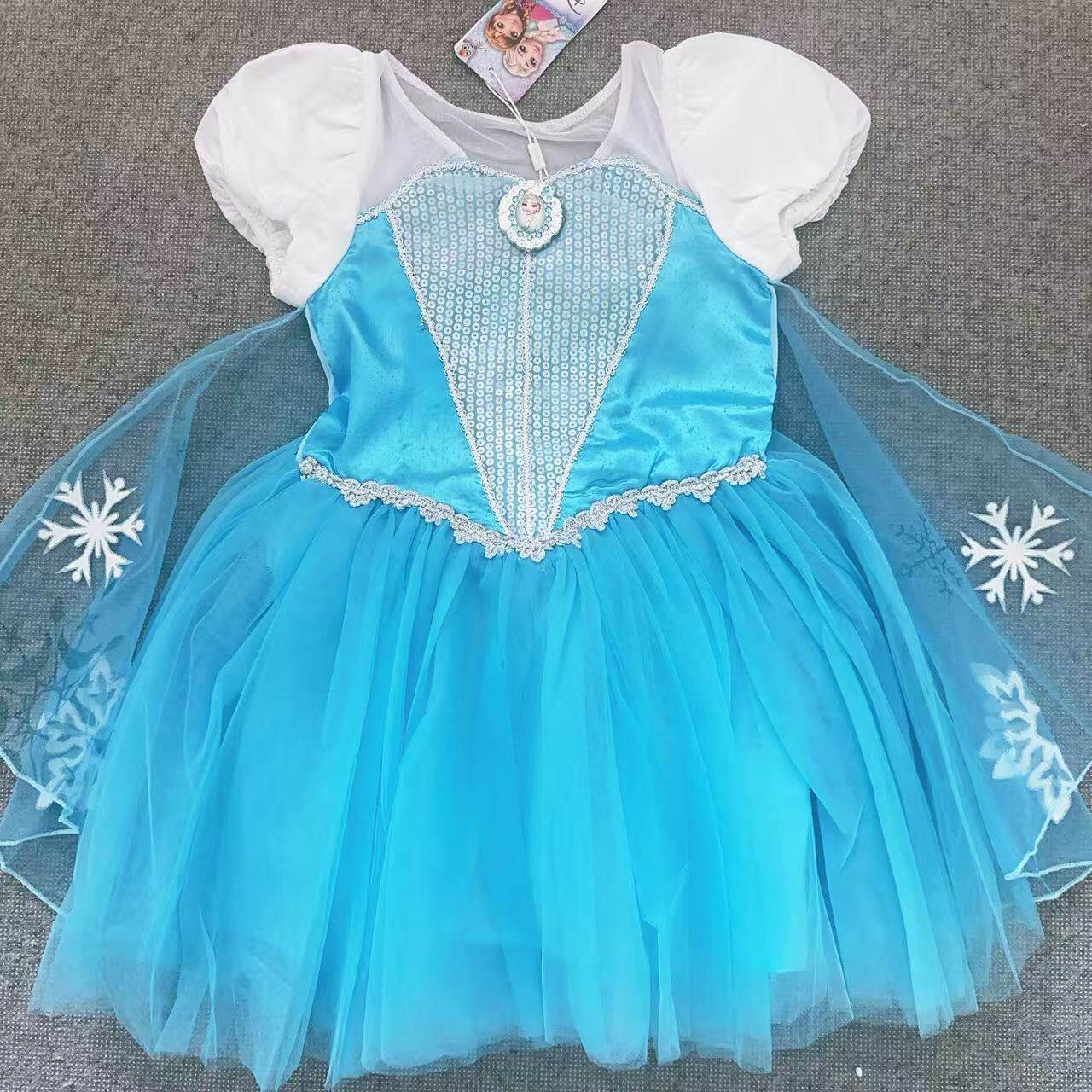 六一日常超美26夏季新款女童100-140披肩冰雪公主礼服连衣裙裙子