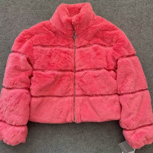 超美外单女童4-12秋冬款仿皮草皮毛时尚洋气显肤色拉链棉衣外套