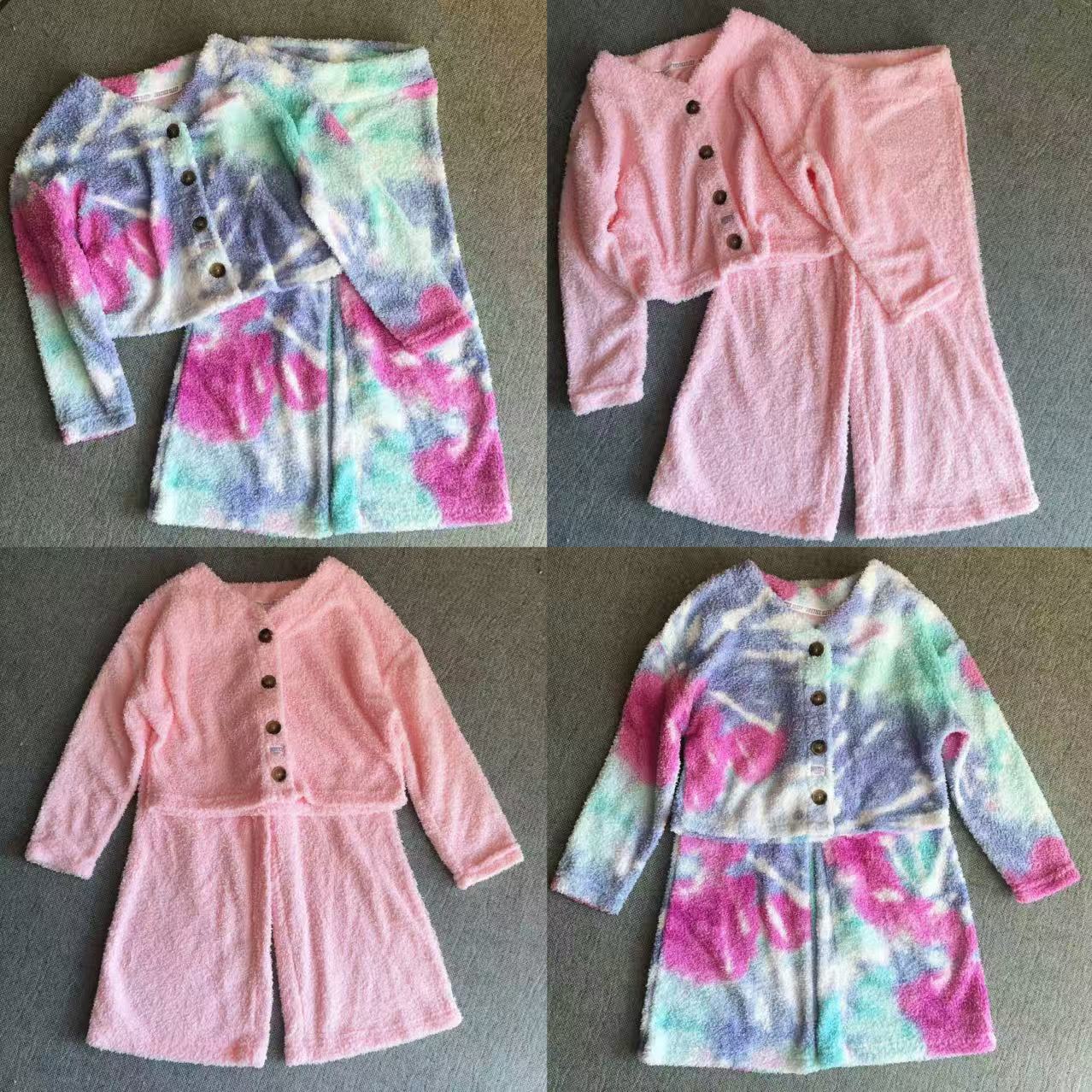 合集外单女童中大童亲子外穿家居扎染紫色超美公主套装开衫裤子