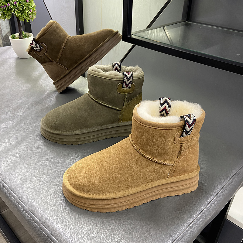 女雪地靴甜美民族风真皮羊毛保暖