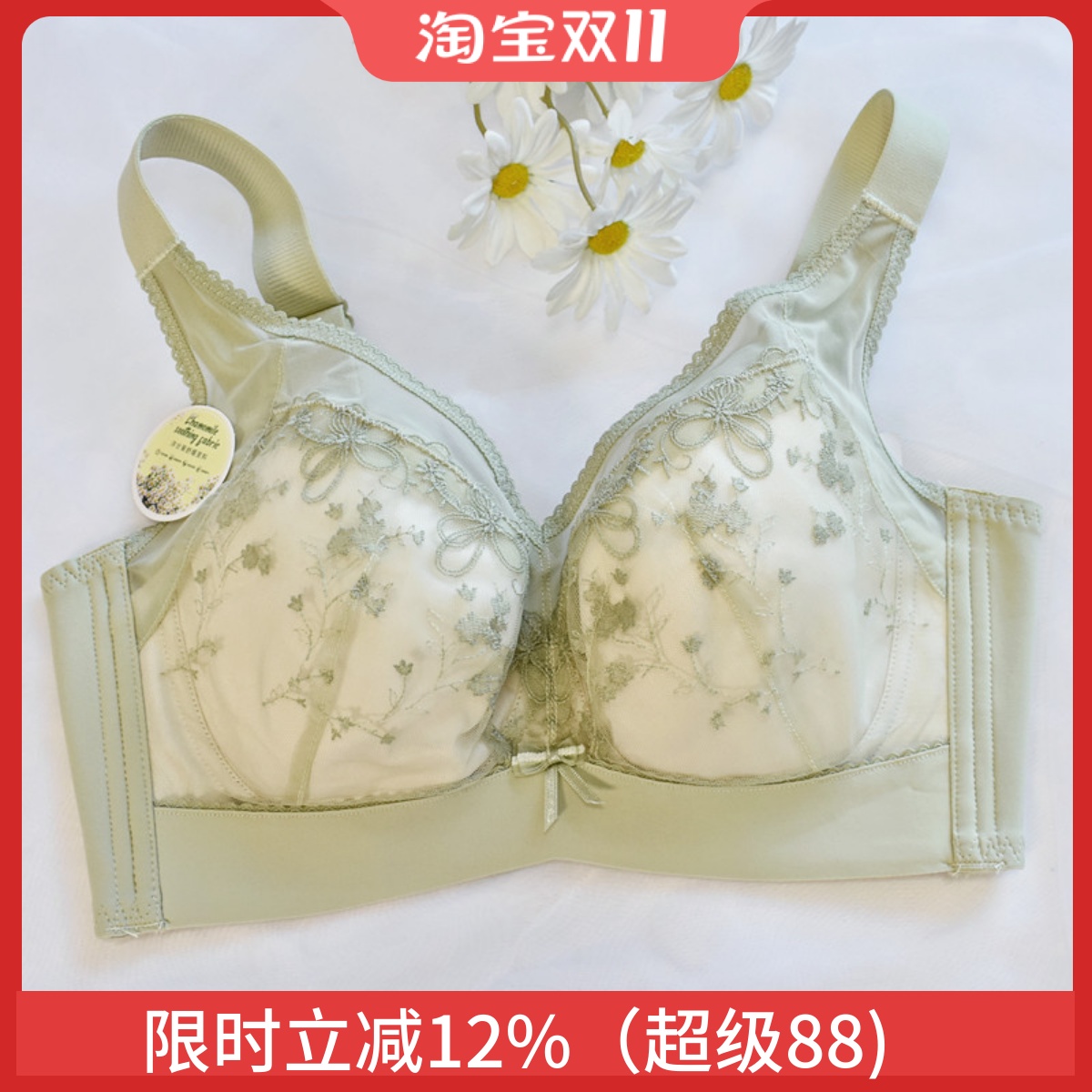 性感软钢圈大胸显小文胸全罩杯