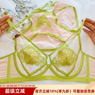 性感蕾丝显瘦防凸点文胸套装 BC杯大胸显小微甜纯欲大胸内衣超薄款