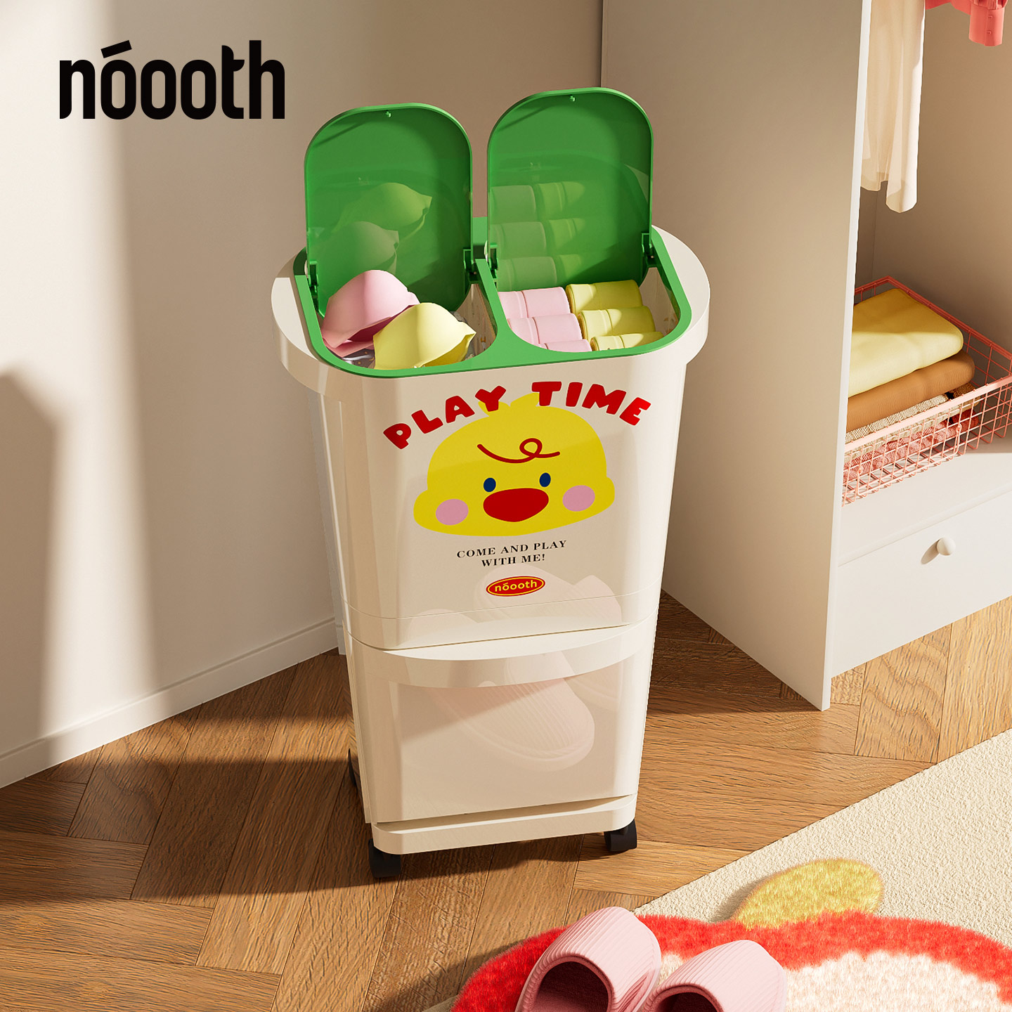 糯叽叽脏衣篓脏衣服收纳筐可移动带轮子脏衣篮家用浴室收纳置物架