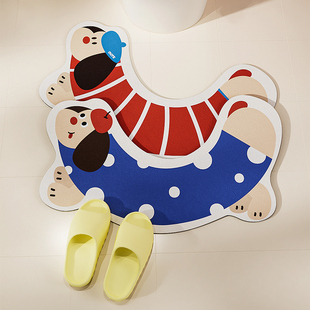 诺室腊肠狗马桶u型地垫化妆室矽藻泥吸水脚垫浴室厕所防滑垫耐脏