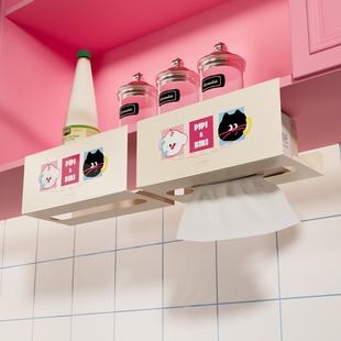 厨房纸巾挂架纸巾架子卷筒卫生纸架倒挂悬挂纸巾盒免打孔洗脸巾收