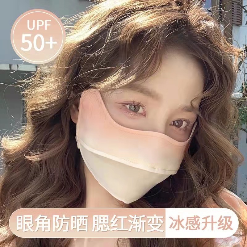 护眼角冰丝高颜值黑色防晒口罩女3d立体遮阳全脸防紫外线夏季面罩