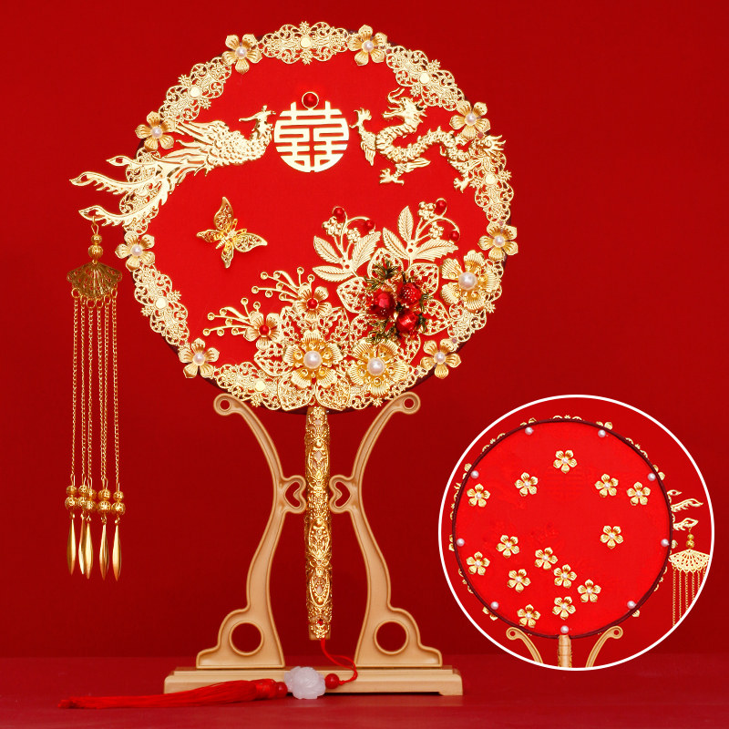 고대 팬 중국 결혼식 XIUHE 신부 그룹 팬 결혼식 고급 웨딩 팬 DIY 재료 패키지 꽃다발 완성 팬