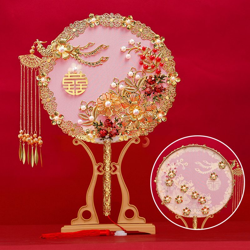 고대 팬 중국 결혼식 XIUHE 신부 그룹 팬 결혼식 고급 웨딩 팬 DIY 재료 패키지 꽃다발 완성 팬