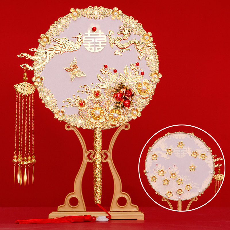 고대 팬 중국 결혼식 XIUHE 신부 그룹 팬 결혼식 고급 웨딩 팬 DIY 재료 패키지 꽃다발 완성 팬