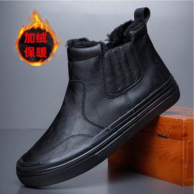 棉鞋男款高帮鞋2025新款冬季加绒加厚男鞋休闲冬鞋保暖男士棉皮鞋