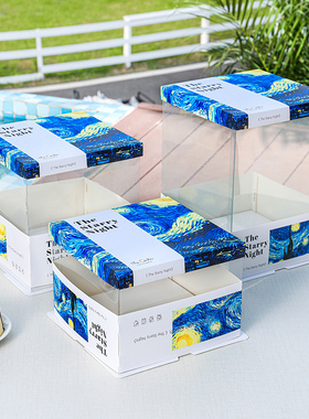 透明生日蛋糕盒子包装盒6 8 10 12寸单双层加高腰封网红新款定制