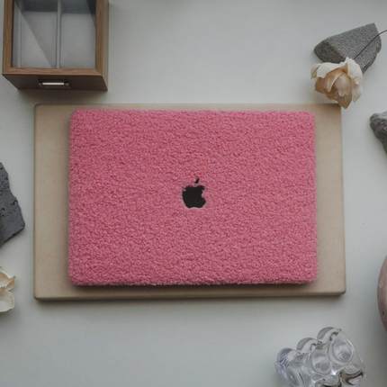 粉色泰迪绒适用2024苹果电脑保护套macbookpro14m3m2保护壳macbookair15寸macair13m1m2外壳macbook15笔记本