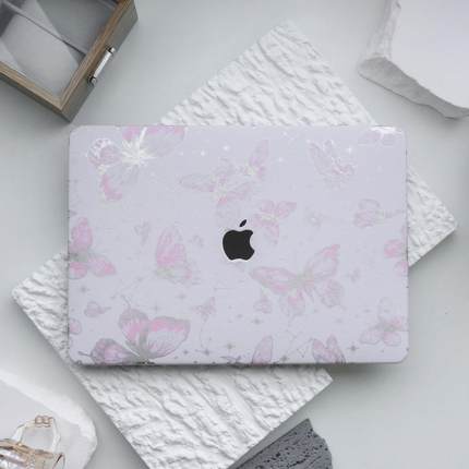 粉蝴蝶皮革2024新款苹果电脑保护套适用于macbookpro14m4保护壳笔记本air15 pro14寸macbook15寸外壳pro16寸