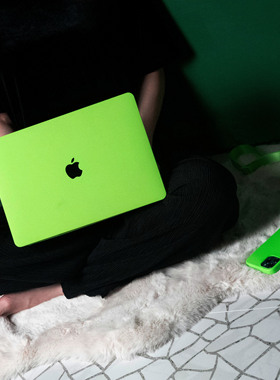 嘻哈奶油萤光绿Mac壳Mac2020pro13M1电脑保护套2025款m4Air13寸