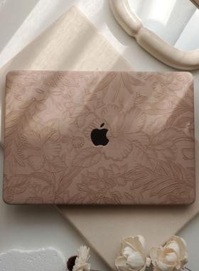 奶茶压花2024新款苹果电脑保护套适用于macbookprom113保护壳笔记本air15 macbookm2air13macbookpro16寸外壳