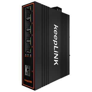 keepLINK友联KP-9000-45-1FX4TX 百兆1光4电工业级以太网交换机光纤收发器光电转换器适用恶劣环境导轨式安装