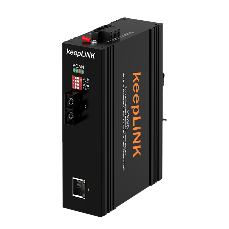 keepLINK友联工业级以太网交换机百兆1光1电 非管理型导轨式适用室外恶劣环境 光纤收发器KP-9000-63-1FX1TX