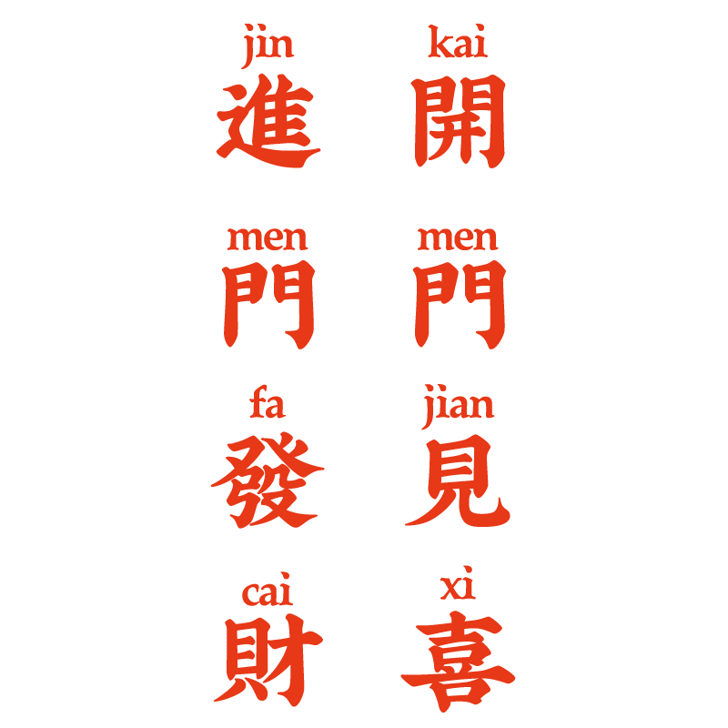 开门见喜复古红色橱窗玻璃贴纸