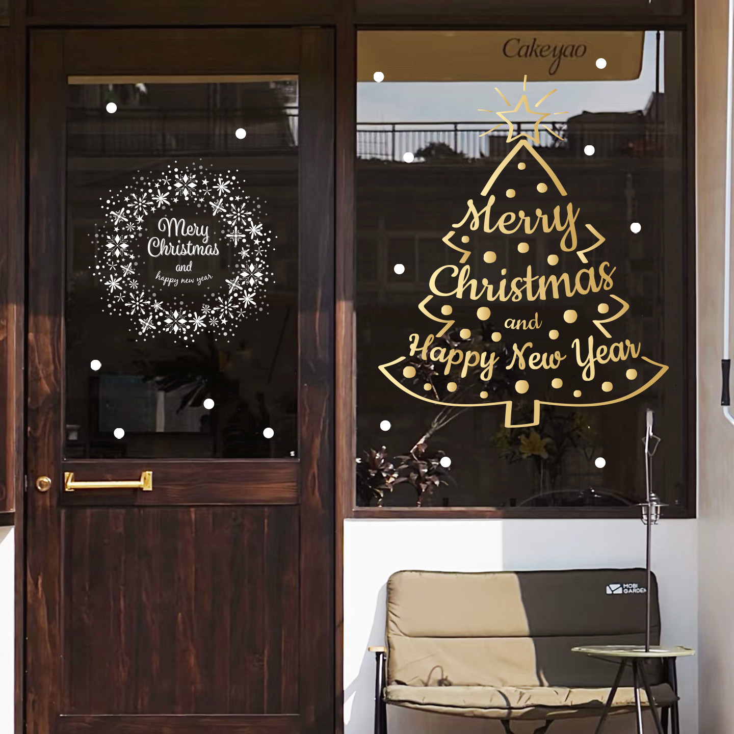 创意设计感圣诞树装饰节日静电贴