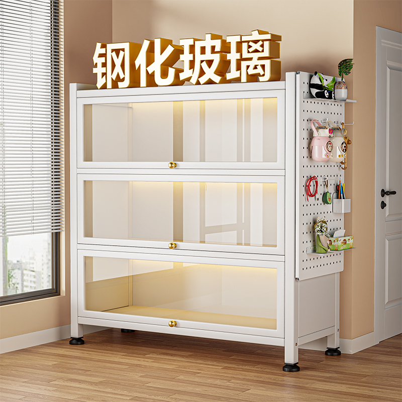 【3C钢化玻璃】带门收纳柜铁皮柜