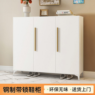 户外铁艺鞋柜家用门口钢制鞋架一梯一户门外电梯走廊白色储物柜子