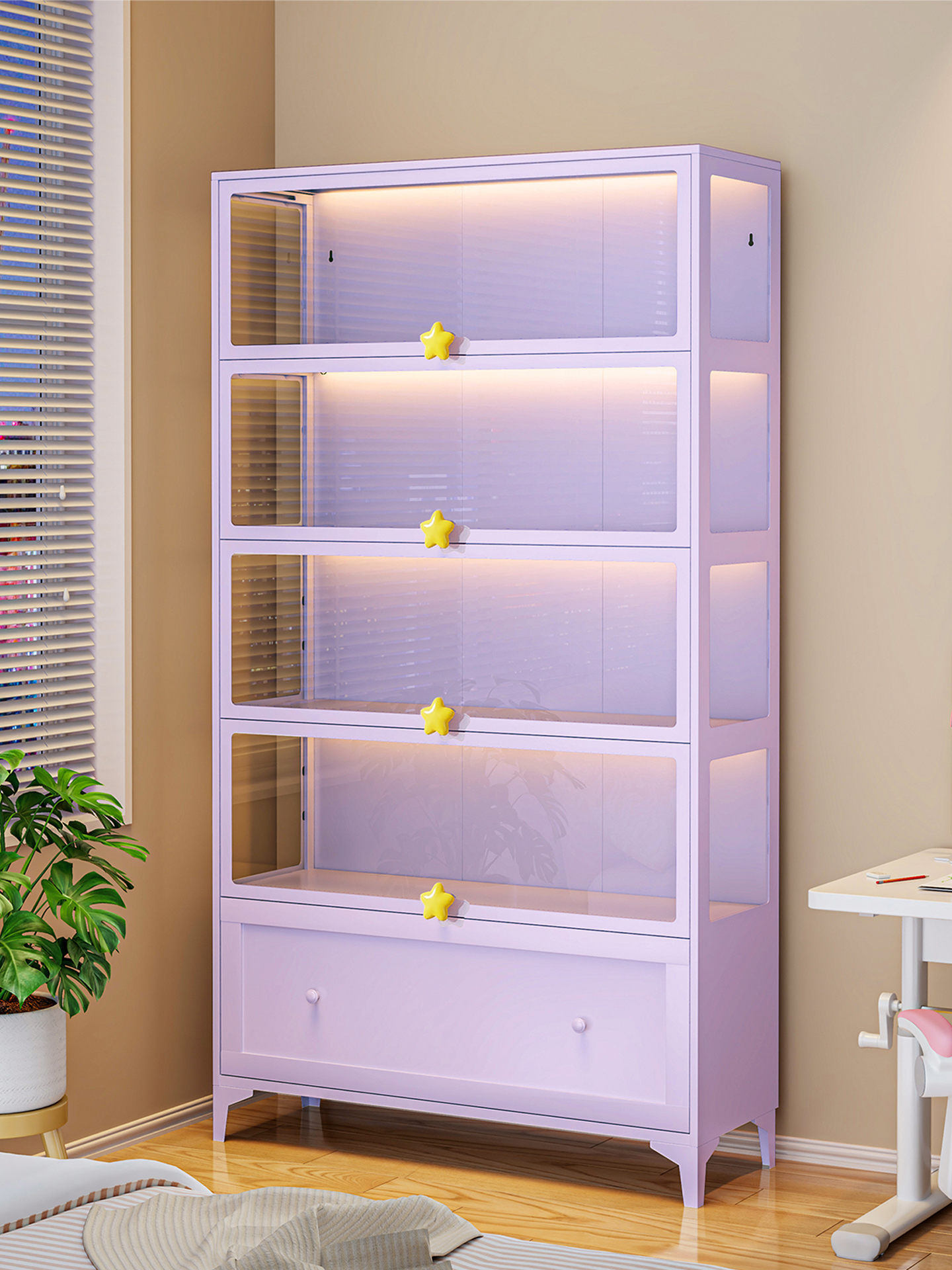 固享手办展示柜痛柜谷子吧唧收纳柜玻璃门陈列柜防尘抽屉储物柜