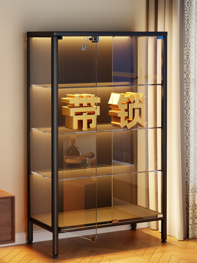 手办柜玻璃带锁展示柜防尘痛柜带门书柜透明模型收纳柜玩具储物架