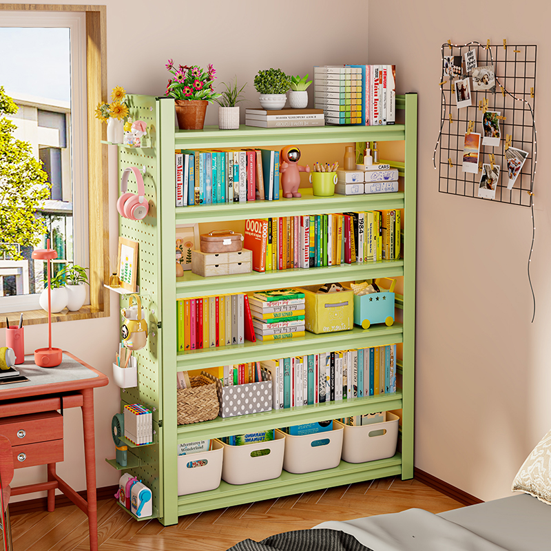 洞洞板书架彩色置物架多层落地