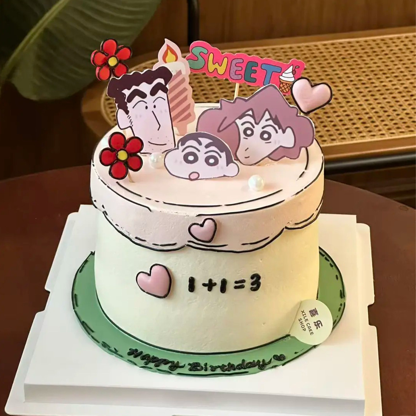网红新款蜡笔小新蛋糕装饰插件小新一家儿童卡通生日甜品台插牌