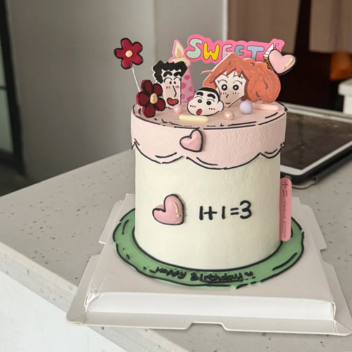 网红蜡笔小新蛋糕装饰插件小新一家生日卡通派对儿童甜品插件